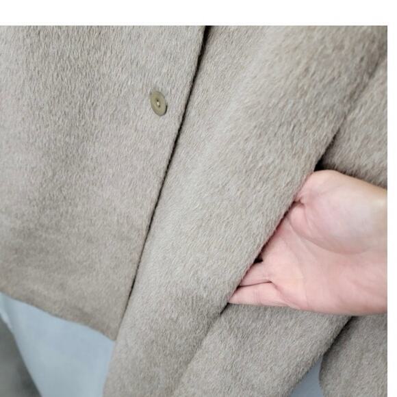 EILEEN FISHER Sheared Suri‎ Alpaca Notched Collar Car Coat 3/4 Length - Picture 6 of 10
